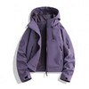 百媚生 户外女休闲冲锋衣运动紫色连帽登山服短款外套2689 商品缩略图4