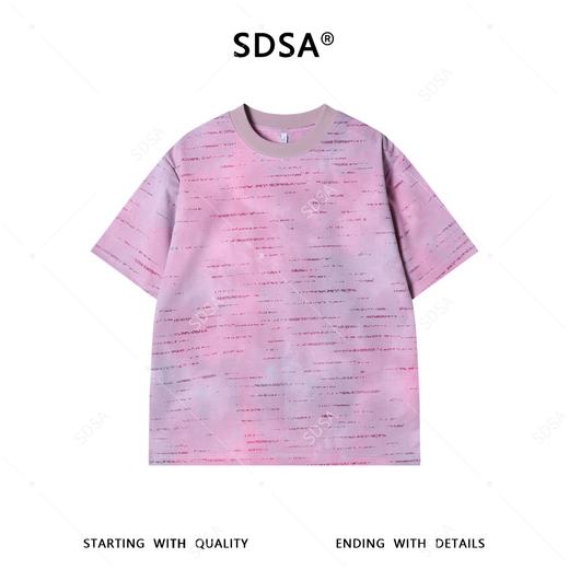 26T129SDSA男装2026新款高贵轻奢时尚扎染虚线印花设计圆领短袖T恤百搭 商品图1