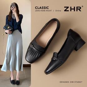 ZHR头层牛皮乐福鞋女2025秋季新款真皮软底舒适妈妈鞋一脚蹬单鞋