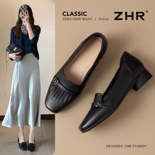 ZHR头层牛皮乐福鞋女2025秋季新款真皮软底舒适妈妈鞋一脚蹬单鞋 商品图0