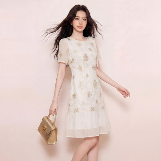 奢姿大码女装2026夏季胖妹妹时尚亮片刺绣连衣裙气质通勤显瘦长裙9962860000 商品图1