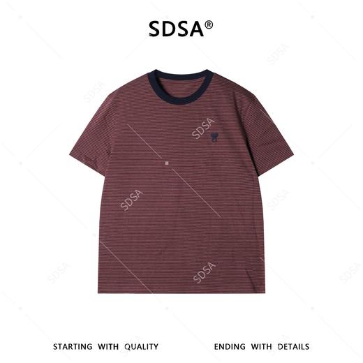 9213SDSA男装2026新款高贵轻奢百搭显瘦撞色条纹刺绣爱心圆领短袖T恤 商品图1