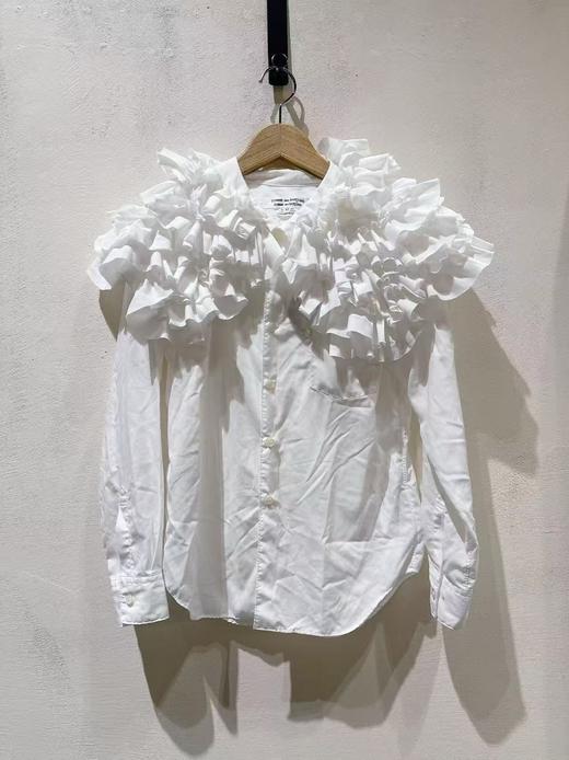 女款褶皱拼接长袖衬衫he 商品图0
