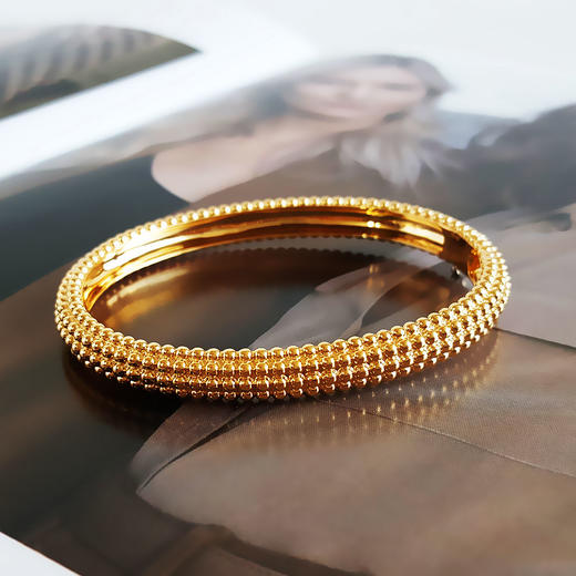 【95新】VCA梵克雅宝Perlee系列VCARP0X200 18K黄金Perlee pearls of gold五排金珠手镯M码女士090326HS13 商品图2