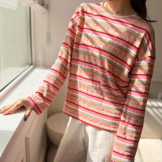 下单3-7天发货！TRIUUCHU 海岸阳光复古条纹慵懒T恤 5151  落肩设计慵懒随性 藏肉显瘦不挑身形 简洁轻盈 柔软耐穿 商品图2