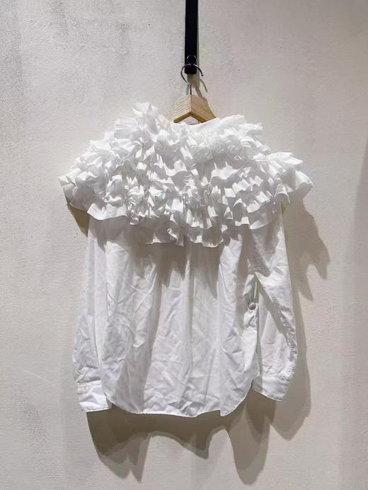 女款褶皱拼接长袖衬衫he 商品图1