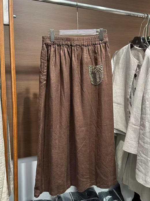 原单新款松紧腰苎麻长半裙（均码90-140） 商品图4