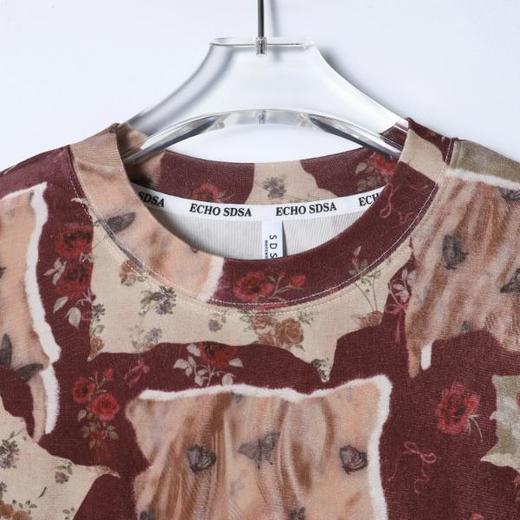 SDSA男装2026新款高贵轻奢时尚撞色植物花卉圆领短袖T恤百搭宽松 商品图3