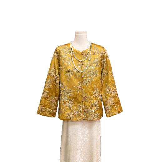 丁摩 新中式刺绣提花亮片外套春季新款圆领国风金色上衣女6ZF-3162 商品图4