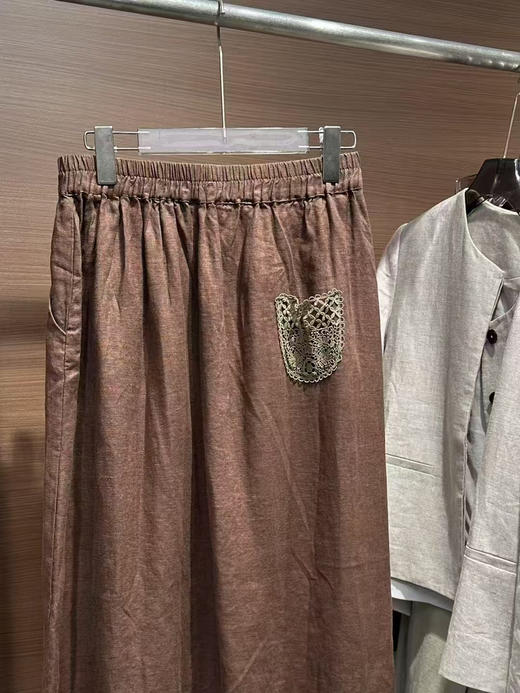 原单新款松紧腰苎麻长半裙（均码90-140） 商品图3