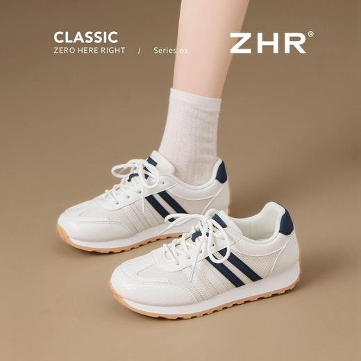 ZHR拼接皮面休闲阿甘鞋女2025新款轻便增高运动鞋超软透气百搭女 商品图1