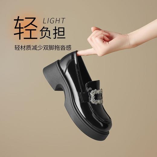 ZHR小个子亮面乐福鞋2025秋季新款皮鞋厚底英伦风增高脚蹬乐福鞋 商品图9