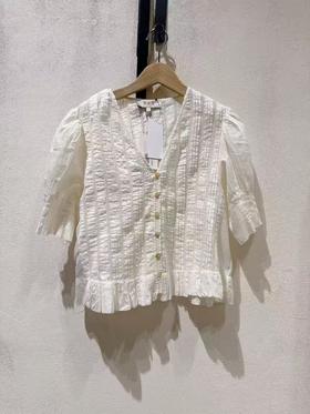 女款褶皱短袖上衣ba