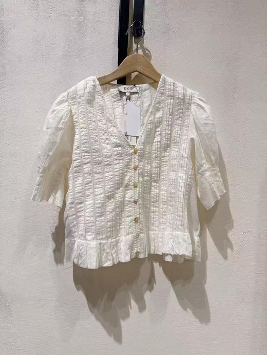 女款褶皱短袖上衣ba 商品图0