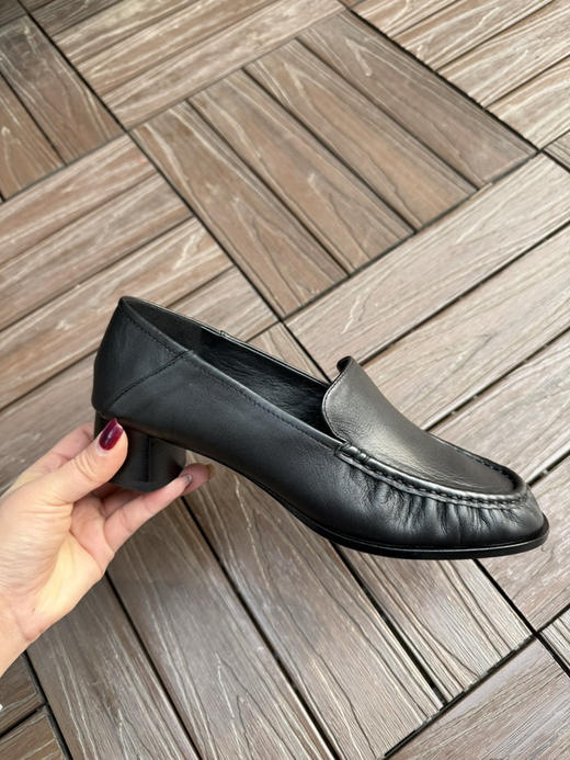 316-3 自留 可踩跟可小跑 3.1粗跟单鞋 小牛皮手工缝马克线 粗跟暴走皮鞋 商品图11