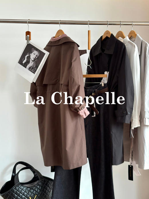 专柜实拍【千元品质】拉夏贝尔/La Chapelle随性慵懒风！翻领抽绳显瘦排扣百搭外套简约高级通勤长款质感风衣 商品图1
