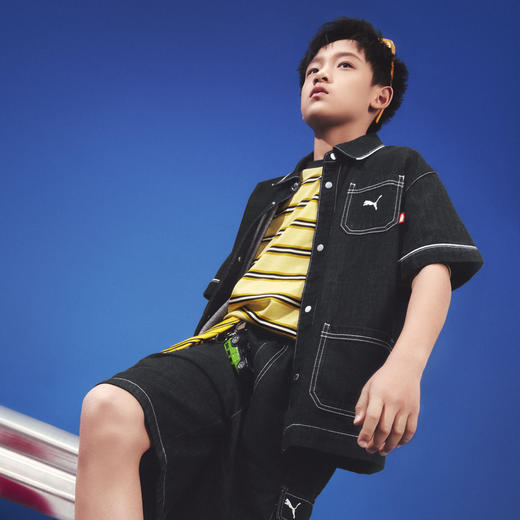 PUMA彪马童装2026夏季新款儿童男童短袖衬衫牛仔上衣复古潮流 商品图2