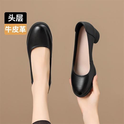 ZHR则则头层牛皮真皮浅口粗跟高跟单鞋女2025新款通勤小皮鞋女鞋 商品图9