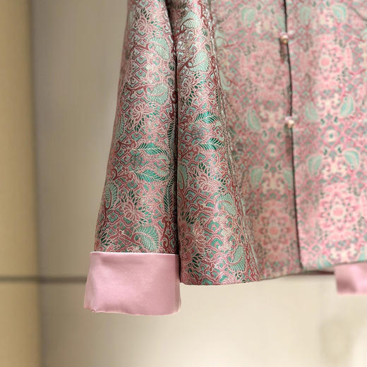 丁摩 新中式外套女仿真丝织锦缎春款圆领复古时尚宽松国风提花上衣6ZF-9636 商品图3