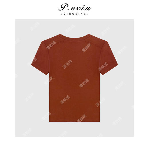 03-3潘依绣丁丁宠粉时尚简洁小垫肩圆领纯色百搭短袖T恤 W-61086 商品图2