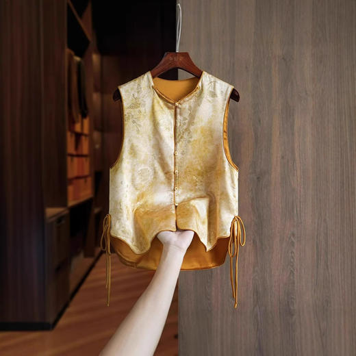 丁摩 新中式国风重工提花两面穿马甲女春夏新款气质马夹背心6ZF-4714 商品图0