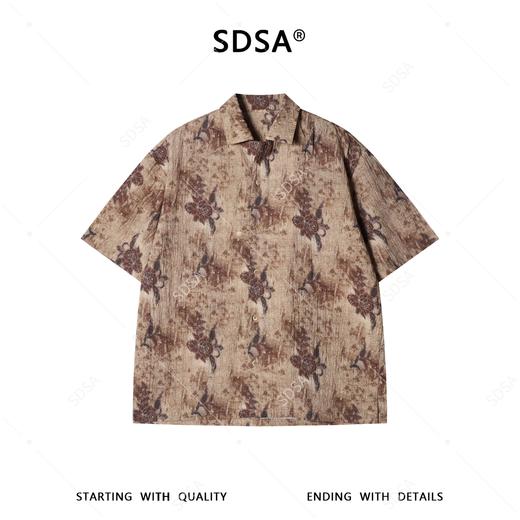 HHC02SDSA男装2026新款高贵轻奢美式复古植物花卉短袖衬衫百搭时尚上衣 商品图1