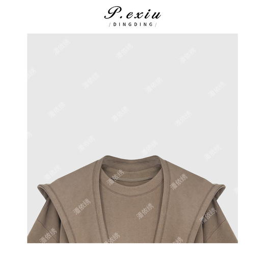 03-3潘依绣丁丁宠粉韩系100-棉-圆领连帽可拆卸长袖T恤Q15369 商品图2