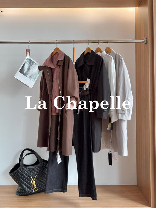 专柜实拍【千元品质】拉夏贝尔/La Chapelle随性慵懒风！翻领抽绳显瘦排扣百搭外套简约高级通勤长款质感风衣 商品图0