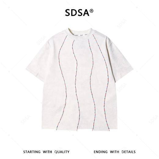 26T205SDSA男装2026新款高贵轻奢时尚彩色缝线设计圆领短袖T恤百搭宽松 商品图1
