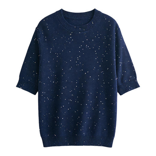 百媚生 法式优雅风重工亮片针织短袖T恤NSY-501-36 商品图5