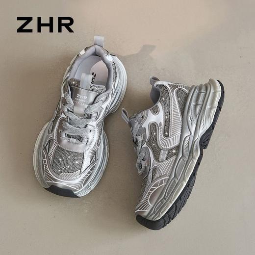 【头层猪皮】ZHR璀璨细钻老爹鞋子ins潮鞋潮女鞋隐形增高鞋运动鞋 商品图6
