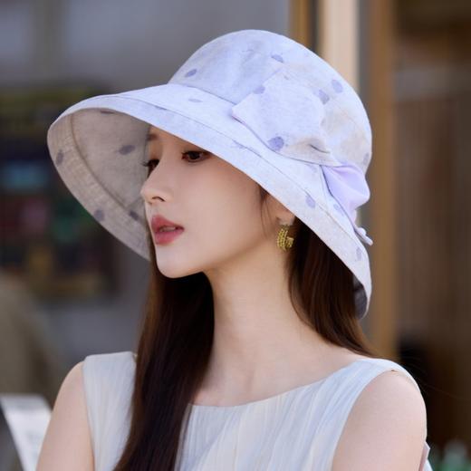 雀说 清新波点蝴蝶结渔夫帽女春夏防晒遮阳帽A-1 商品图3