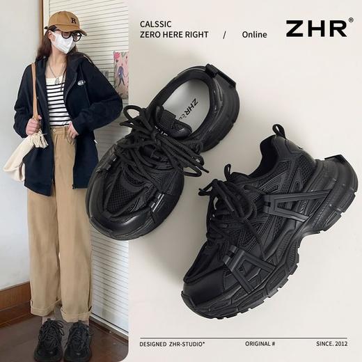 【增5.5cm】ZHR则则高校风厚底老爹鞋女2025春秋显脚小运动休闲鞋 商品图7