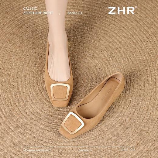 ZHR绒面浅口单线女软底方头奶奶2025新款一脚蹬法式气质豆豆单鞋 商品图8