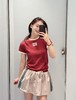 mi*u|谬系早春 26ss 酒红色撞色复古贴布徽标绣标纯棉刺绣基础短袖T恤 商品缩略图2