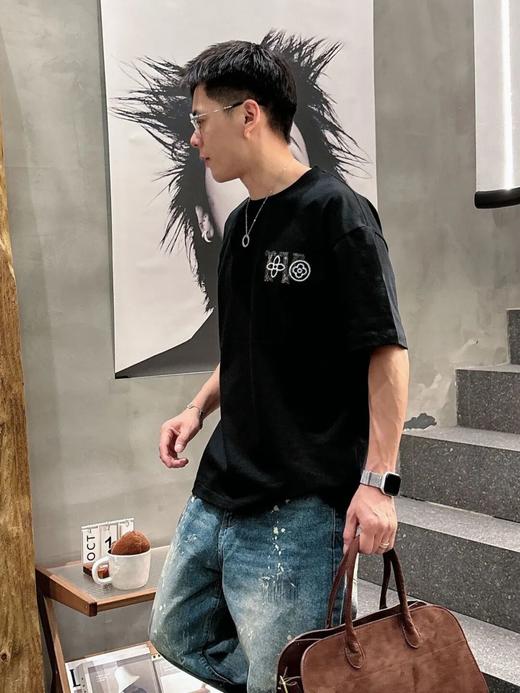 马户牌拼皮刺绣logo字母短袖 商品图0