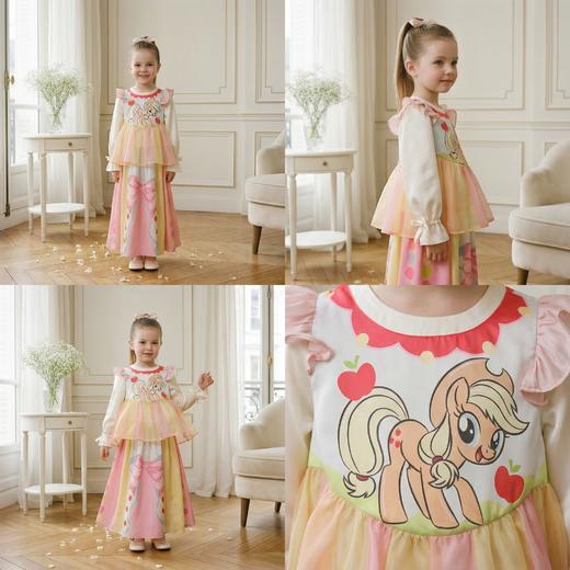 小马宝莉联名年衣童装长袖连衣裙春新款女童小马宝莉蝴蝶结连衣裙N1261024C02 商品图1