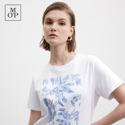 Marc O'Polo/MOP夏季新款好看方块植物印花简约宽松短袖T恤女上衣 商品图3