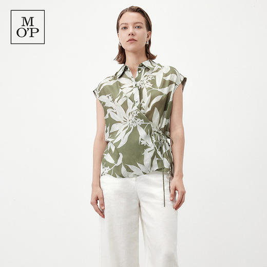 Marc O'Polo/MOP夏季新款好看气质设计感无袖绑带印花衬衫女上衣 商品图3