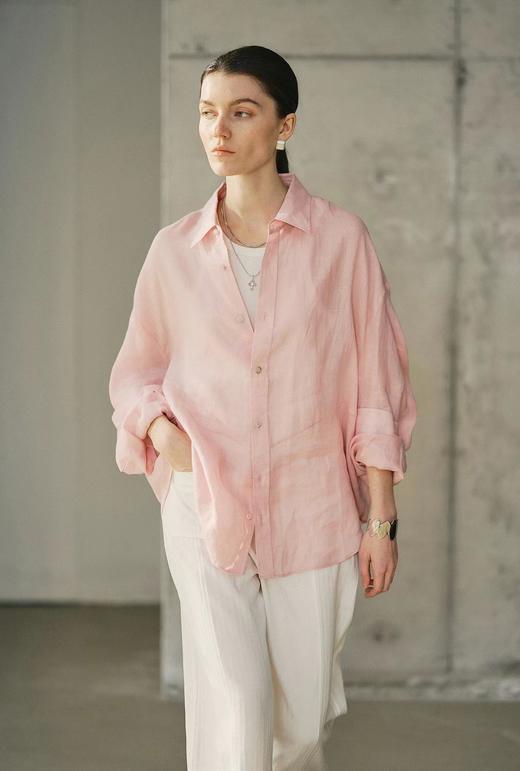 F0316102亚麻三文鱼粉衬衫早春新款高阶通勤衬衫上衣 商品图6