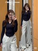 F0316100柔软亲肤Scuba系列女款工装高腰休闲阔腿裤 商品缩略图7