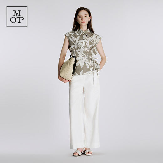 Marc O'Polo/MOP夏季新款好看气质设计感无袖绑带印花衬衫女上衣 商品图0