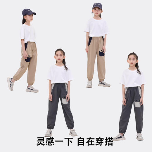 【特价清仓，抢完下架】【吸湿速干，四面弹力】春夏款儿童工装裤束腿裤运动裤子男童女童长裤中大童速干工装裤 商品图2