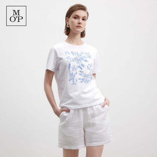 Marc O'Polo/MOP夏季新款好看方块植物印花简约宽松短袖T恤女上衣 商品图4
