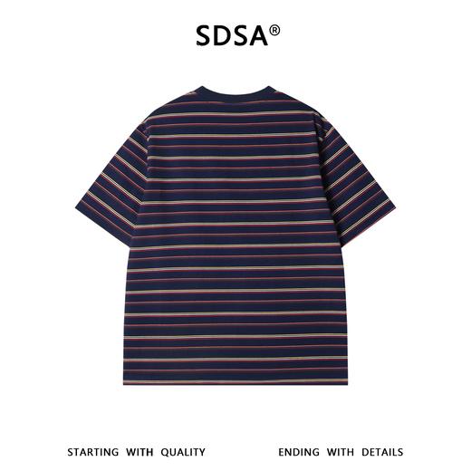 26T145SDSA男装2026新款高贵轻奢设计感撞色条纹刺绣明线圆领短袖T恤潮 商品图4