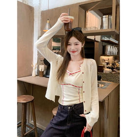 <曾小咸推荐>韩系薄款针织开衫吊带套装