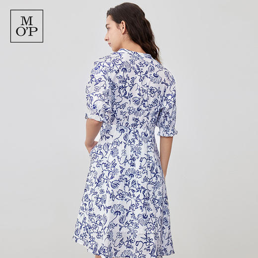 Marc O'Polo/MOP 2025夏季新款纯棉V领新中式印花短袖收腰连衣裙 商品图3