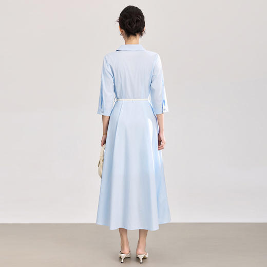 「高货wl」全新升级【铂金会员358/天猫479/差价121】(05644)洛诗琳淡雅气质翻领连衣裙2026春夏通勤天丝棉收腰衬衫裙 商品图4