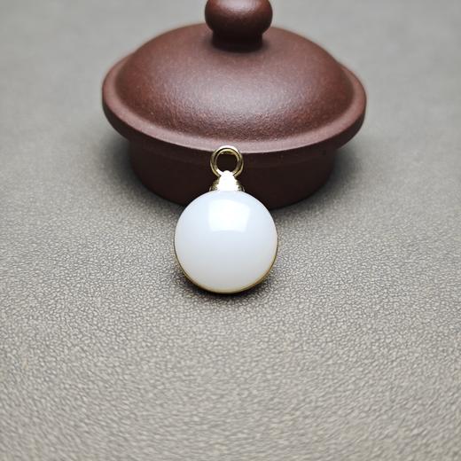 新疆和田玉且末料羊脂玉18k镶嵌包金小平安牌 312-6 商品图0