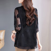 大码七分袖雪纺衫夏2026新款高端女装黑色上衣宽松洋气中袖小衫女 商品缩略图4